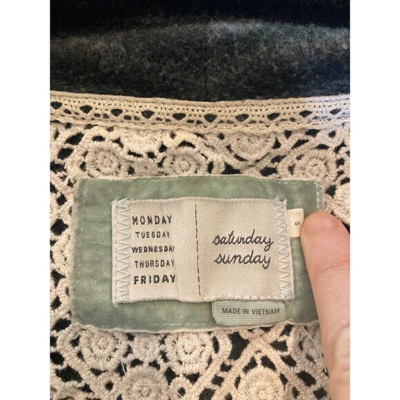 Anthropologie Saturday Sunday Elise Cardigan Green Gray Stripe Size Small - Picture 5 of 10
